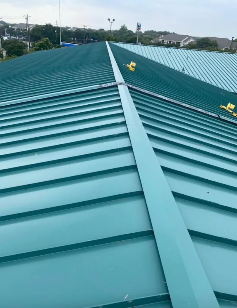 Green commercial metal roof ridge and valley for Metal Roof Repair in Broadview Heights